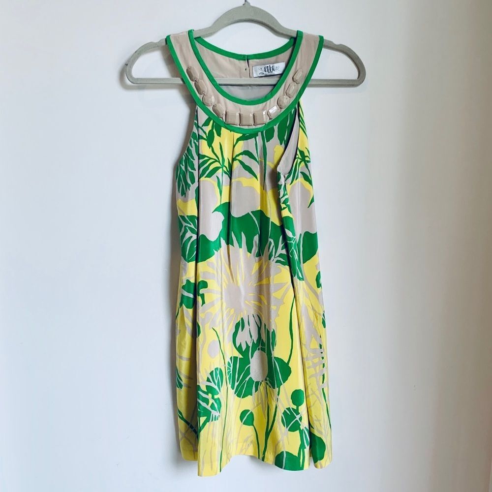 Tibi Silk Dress w/Embellished Neckline